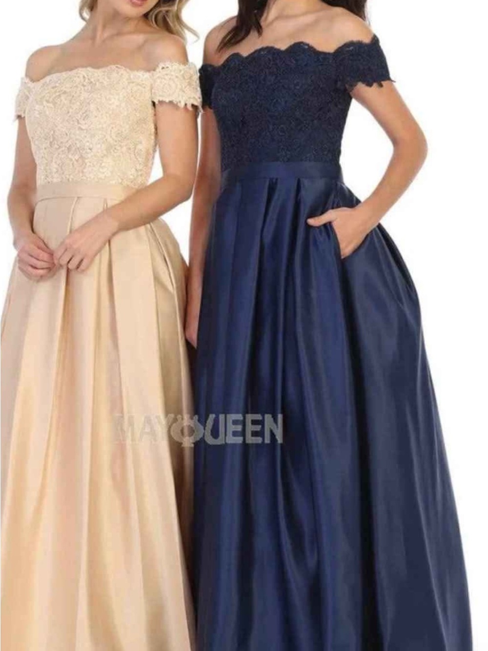 May Queen Ballgown Full Heavy Satin  Evening Gown with Pockets EUC